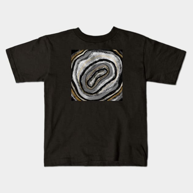 Black and Gold Geode Kids T-Shirt by lizzyad